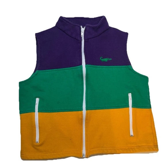 Boys Youth Mardi Gras Vest Large L 10/12 Alligator Purple Green Yellow‎ EUC - Picture 1 of 4